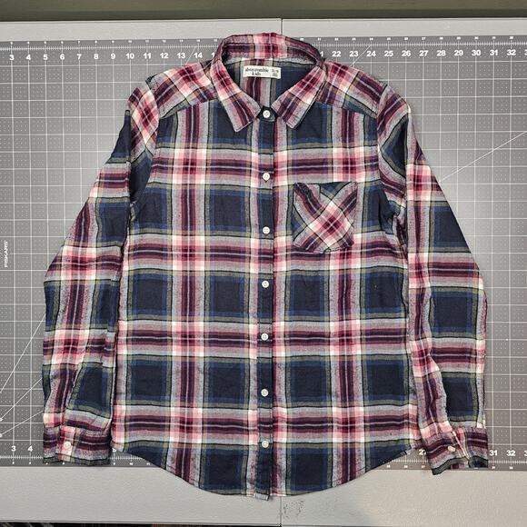 Abercrombie Kids Flannel Shirt Boys 13/14 Blue Plaid Tartan Soft Preppy Dadcore - Picture 1 of 11